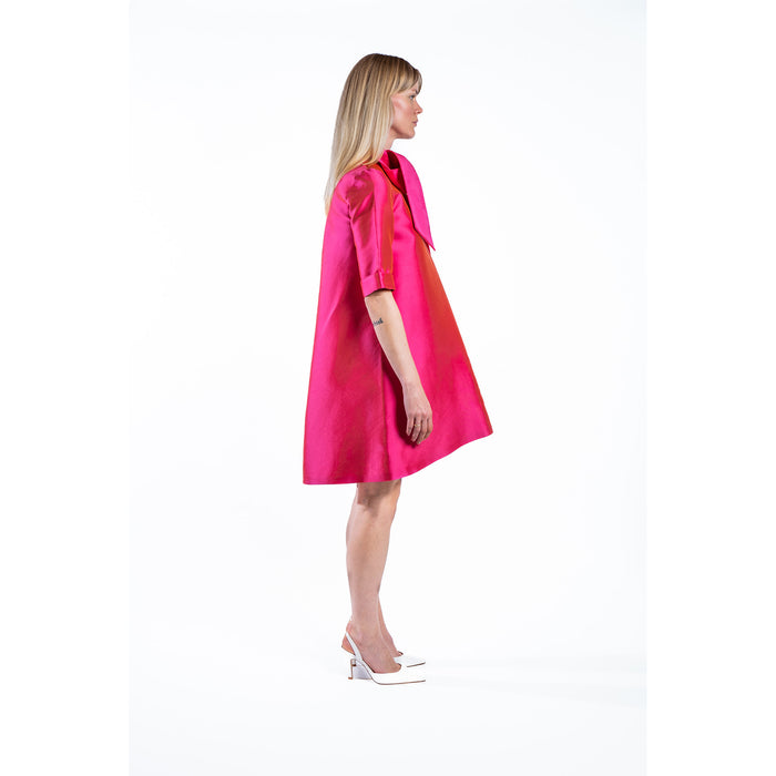 MIA MIKADO DRESS IRIDESCENT ORANGE/PINK