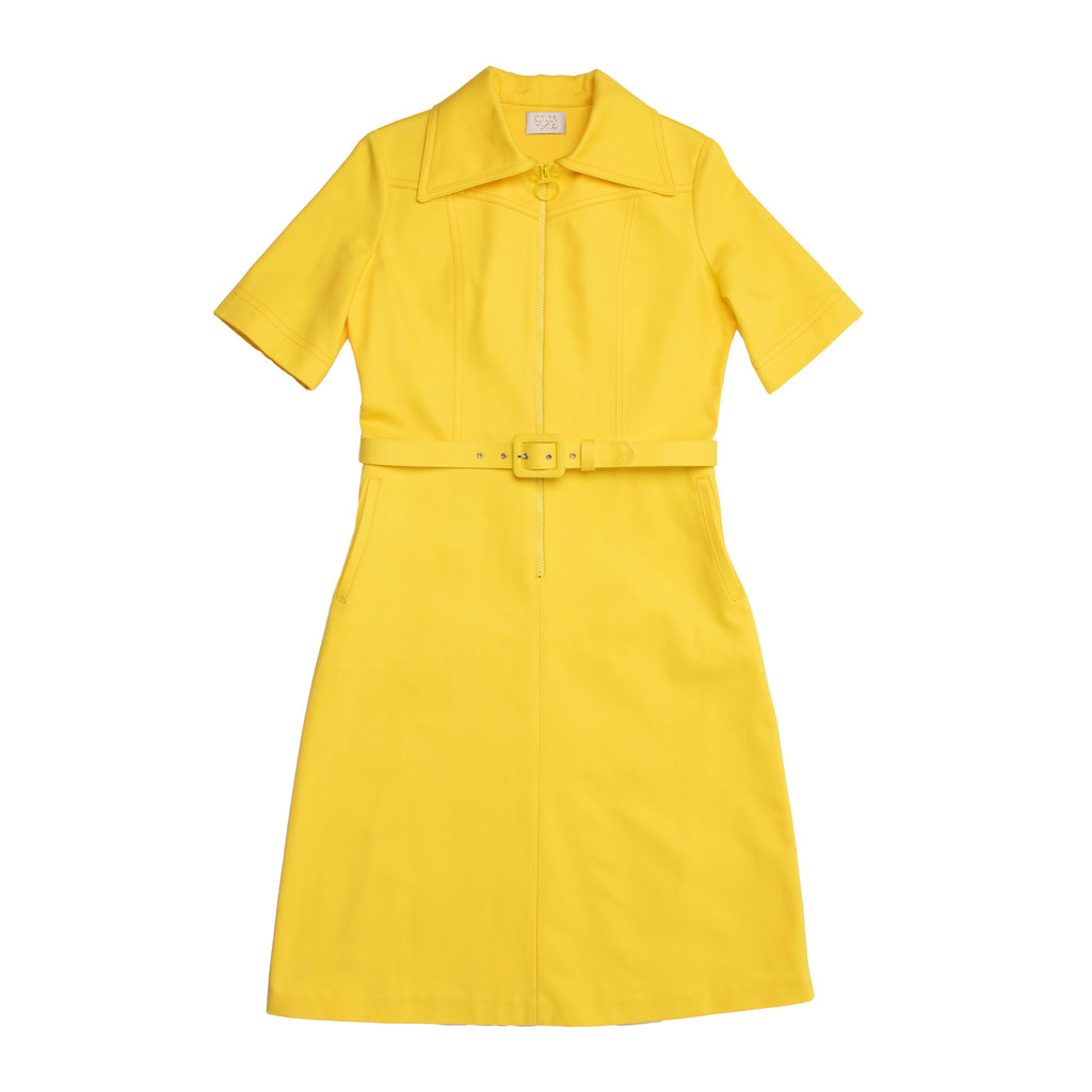 DALLAS DENIM MIDI DRESS DEBONAIR YELLOW – Color Vision