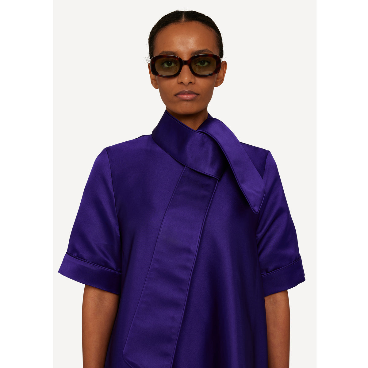 MIA SILK DUCHESS DRESS VIOLET INDIGO