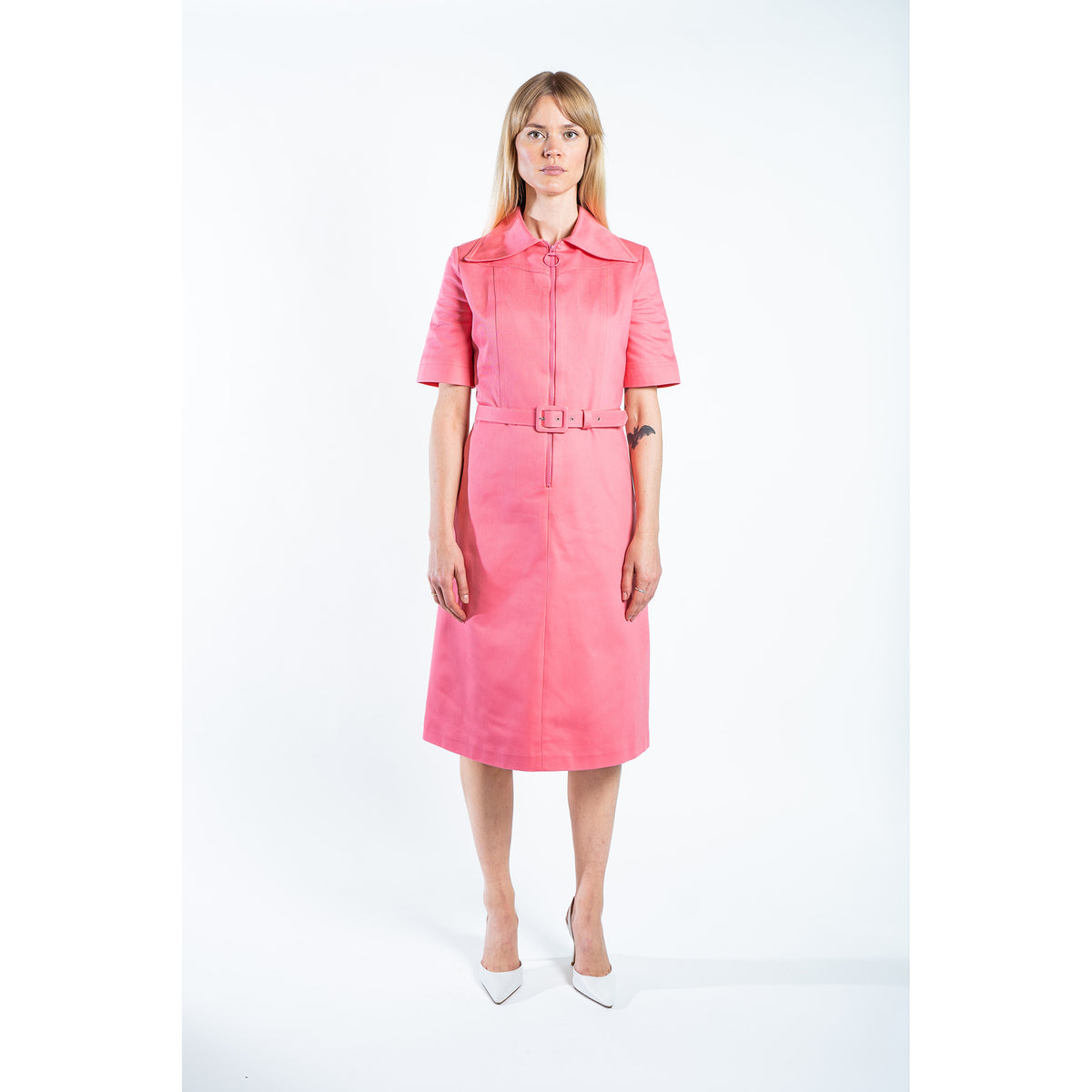DALLAS DENIM MIDI DRESS GALLANT PINK