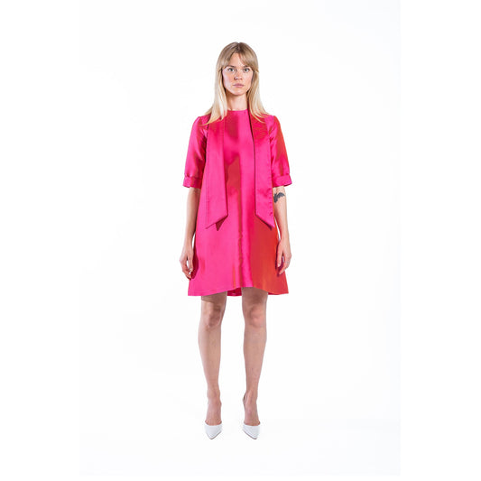MIA MIKADO DRESS IRIDESCENT ORANGE/PINK