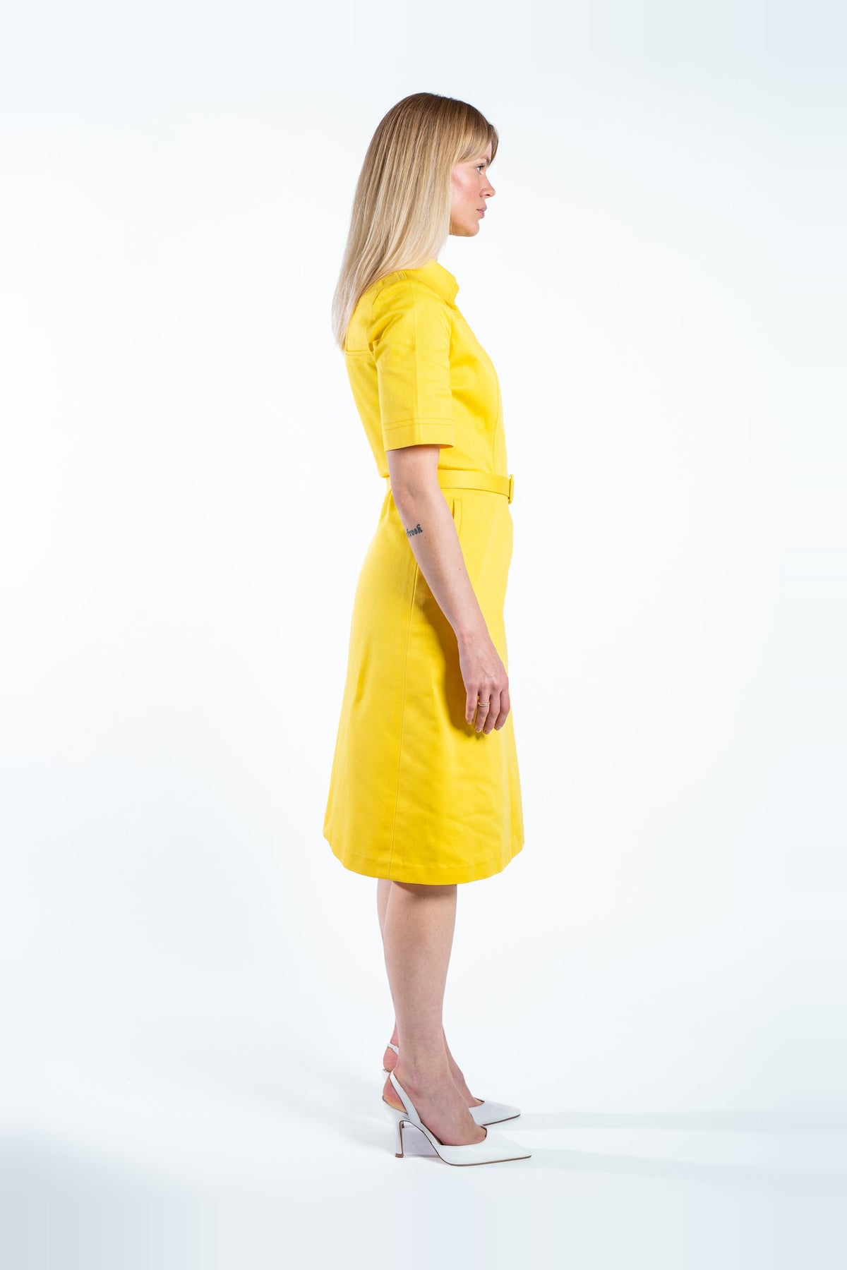 DALLAS DENIM MIDI DRESS DEBONAIR YELLOW