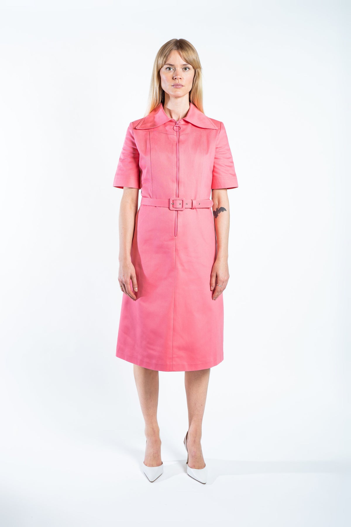 DALLAS DENIM MIDI DRESS GALLANT PINK