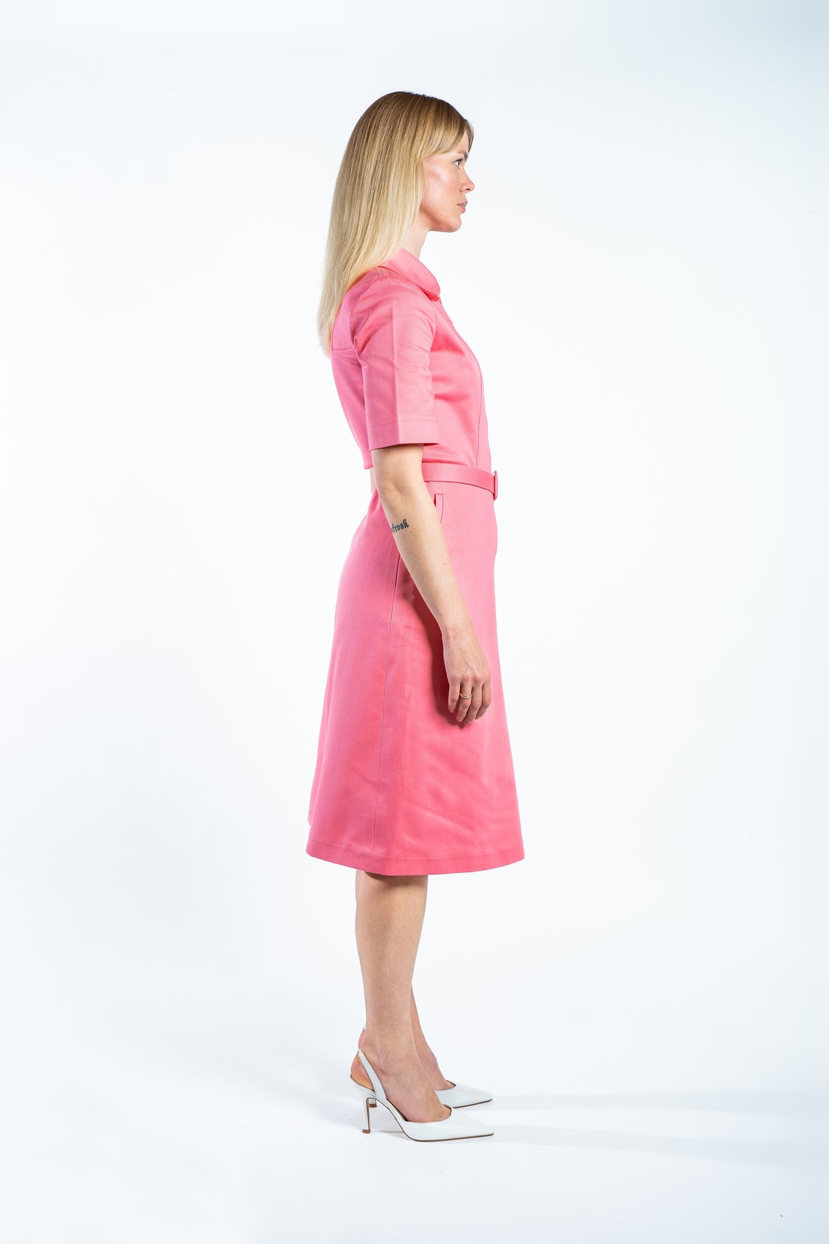 DALLAS DENIM MIDI DRESS GALLANT PINK