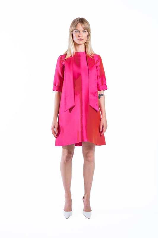 MIA MIKADO DRESS IRIDESCENT ORANGE/PINK